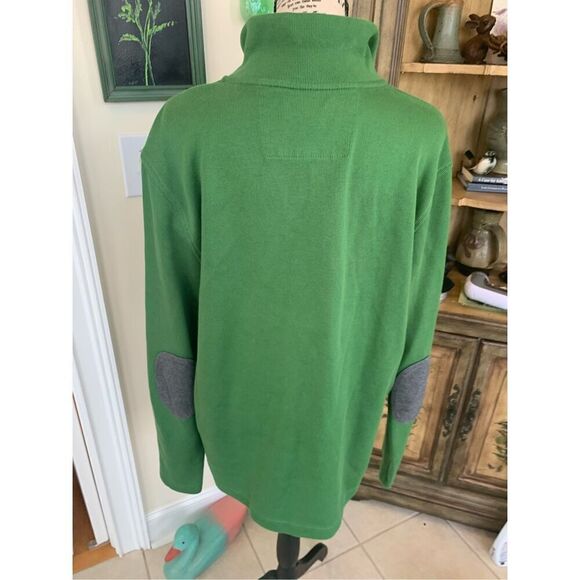 Banana Republic Quarter Zip Banana Kelly Green Elbow Pads Pullover - Picture 4 of 8